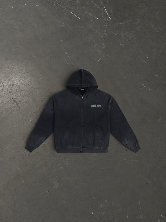 Lost Art Zip Hoodie - Black Moss