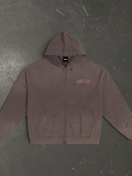 Lost Art Zip Hoodie - Gray Brick